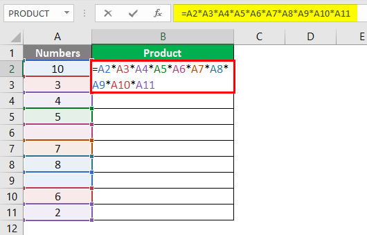 PRODUCT Function in Excel 2-2