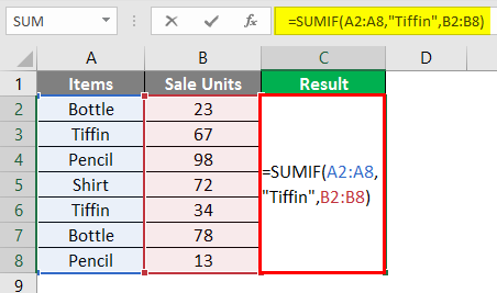 SUMIF Formula 6-2