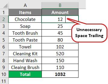 trim Formula in excel 1-5