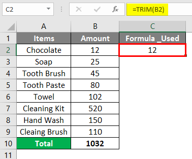 trim Formula in excel 1-7