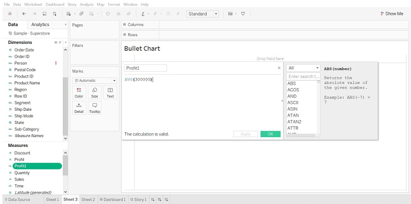 Tableau Chart Types Bullet Chart 2