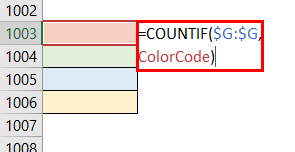 COUNTIF ColorCode