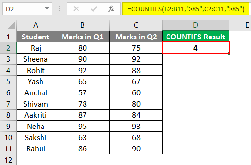 COUNTIFS in excel 2-2