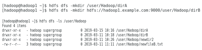 Directory within the Hadoop file system