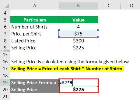 Calculation of Selling Price
