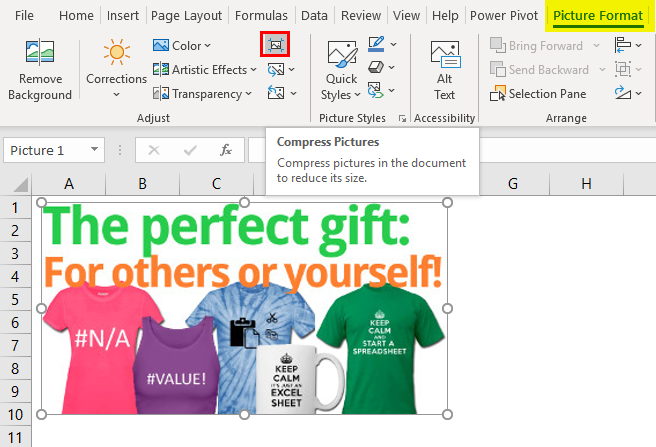 Reduce the size in excel 1-4