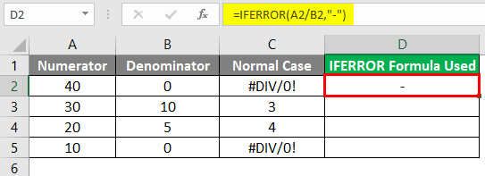 IFERROR Formula in Excel 1-5