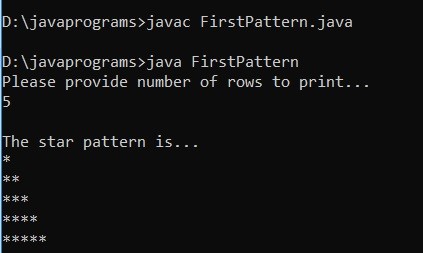 Star Patterns in Java Example 1