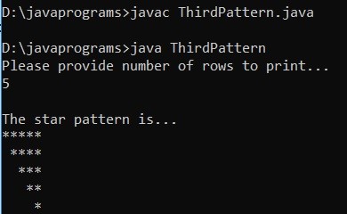 Star Patterns in Java Example 3