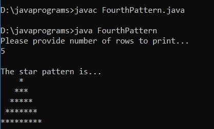 Star Patterns in Java Example 4
