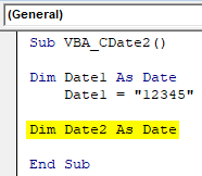 Declare Date2 Variable