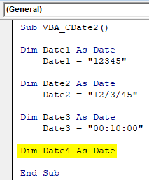 Declare Date4 Variable