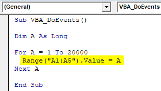 VBA DoEvents Example 1-6