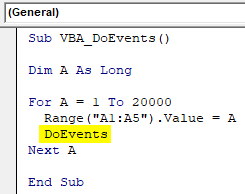 VBA DoEvents Example 1-8