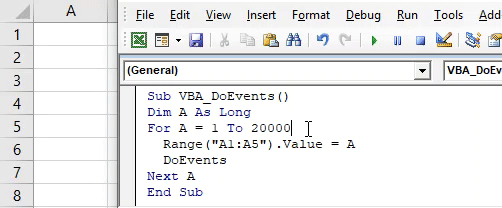 VBA DoEvents Example 1-9
