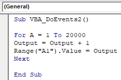 VBA DoEvents Example 2-8