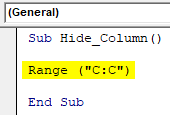 VBA Hide Columns Example 1-7