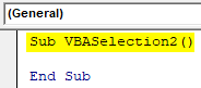 VBA Selection Example 2-1