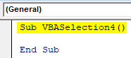 VBA Selection Example 4-1
