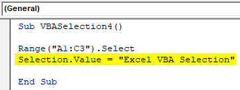 VBA Selection Example 4-3
