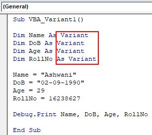 VBA Variant Example 1-9