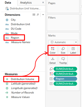 apply size and color on data