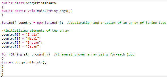 code 2 (print array in java)