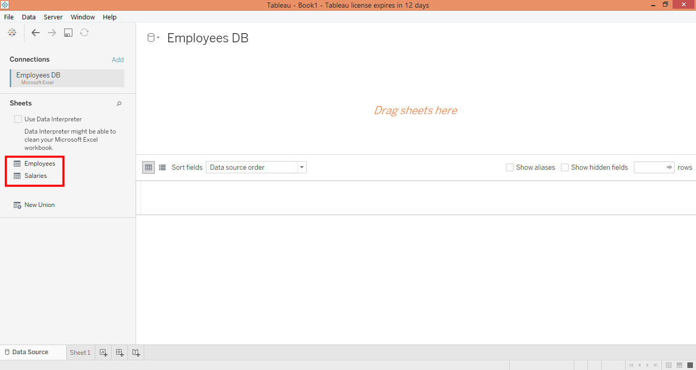 drag the table in tableau join