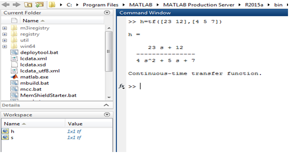 Transfer Functions in Matlab - program of Matlab 