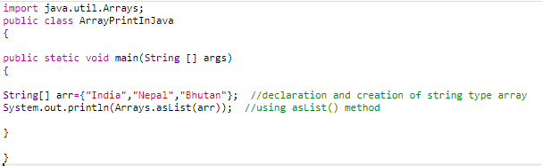 method 5 code (print array in java)