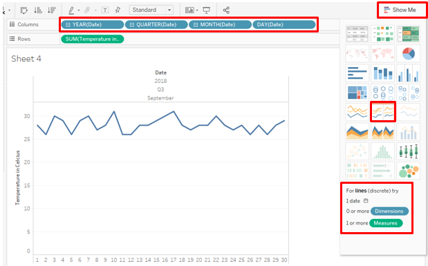 multiple option in line chart