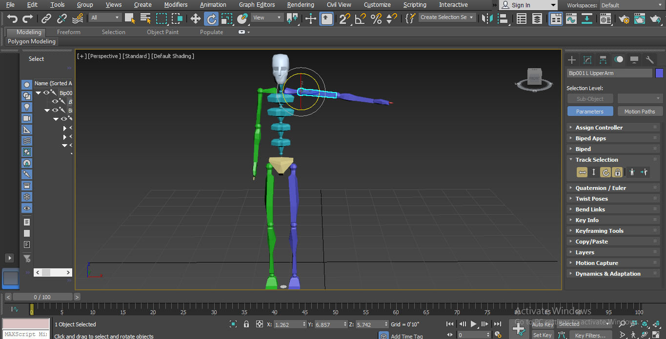 rotate single body part (Biped in 3ds Max)