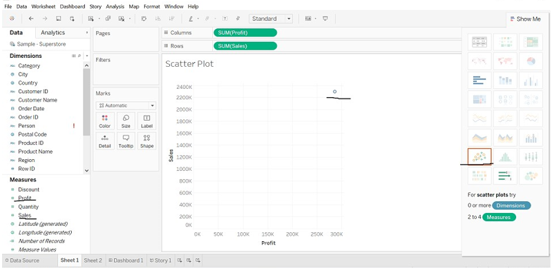 Tableau Chart Types scatter plot chart