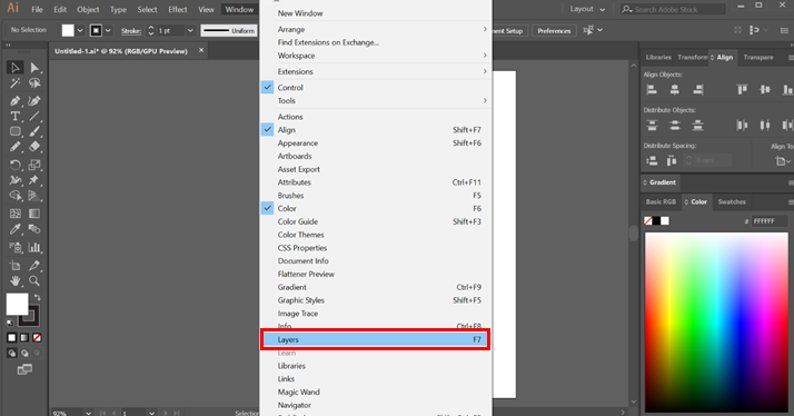 select layer option (layer in illustrator)