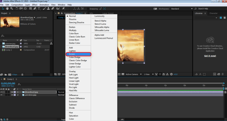 Blending Modes In After Effects - select screen