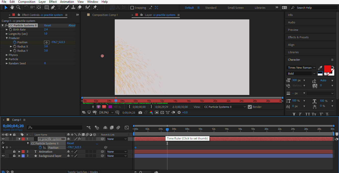 set position in after effects
