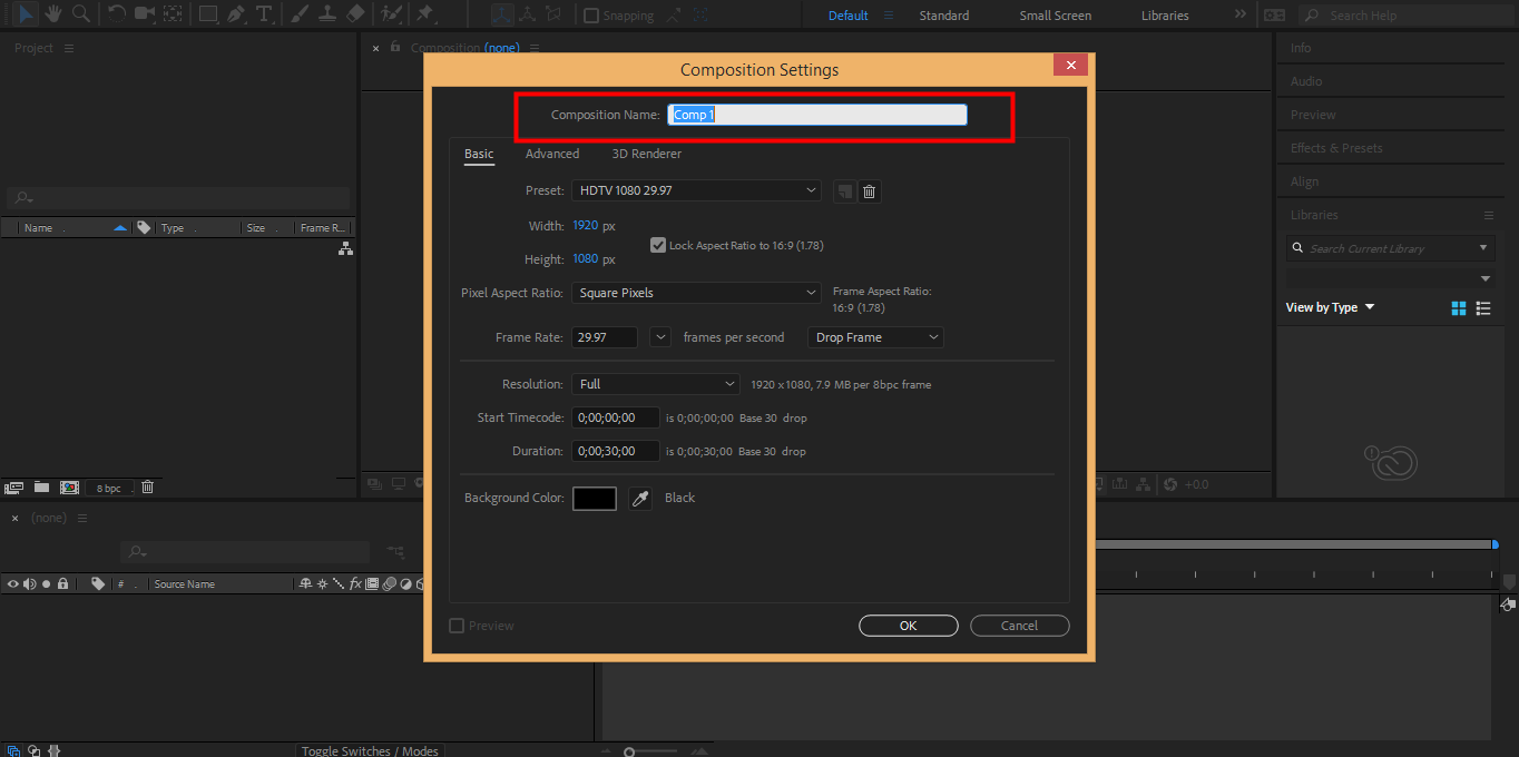 setting the dialog box ( animation in after effects)