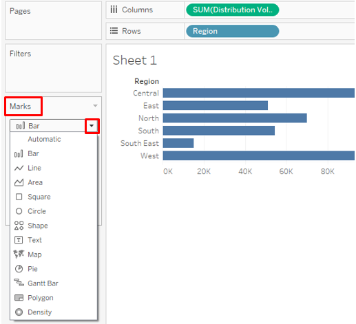 show region by distrubution