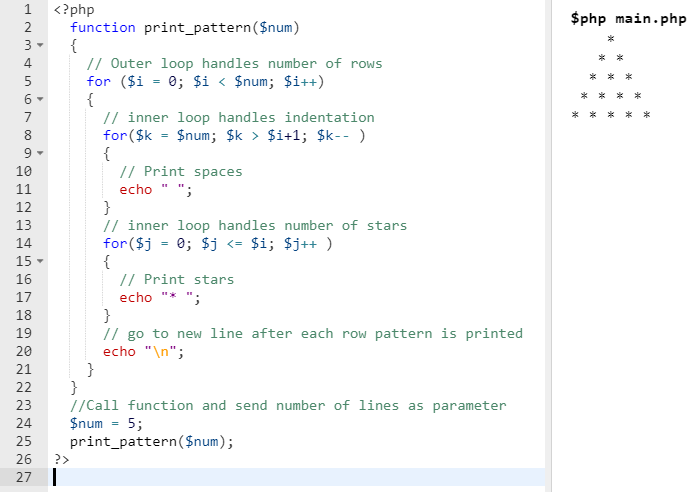 star full pyramid output