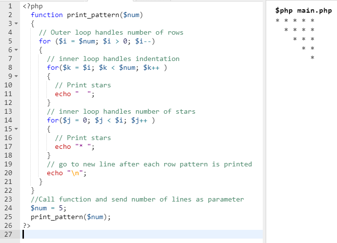 star half pyramid inverted mirrored output