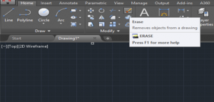Erase option in AutoCAD Toolbar