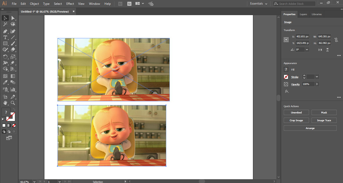 unchecking the link option