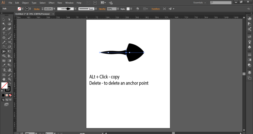 delete command (width tool in illustrator)