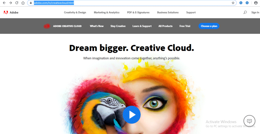 Home page of Creative Cloud - Adobe Illustrator for Windows 8