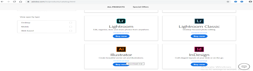 Download trial option - Adobe Illustrator for Windows 8