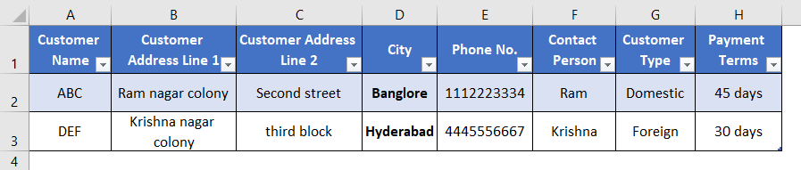 Excel Database Template 1-6