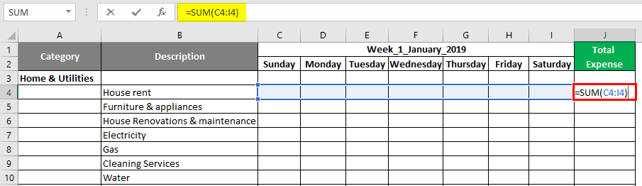 Expense tracker in Excel 1-1