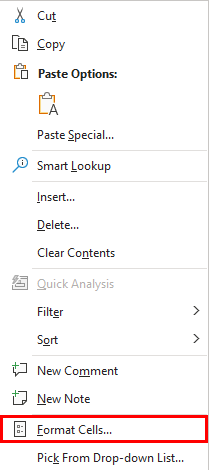 Format cells in excel 1-5