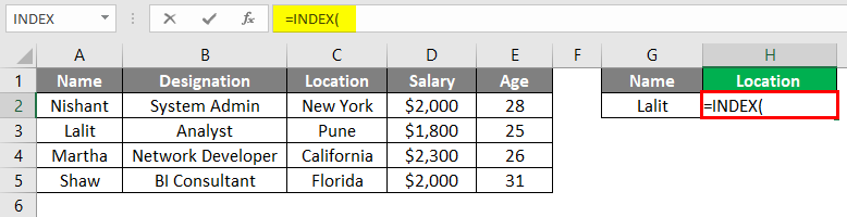 Index Match Function in Excel 1-2