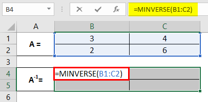 Inverse Matrix in Excel 1-4